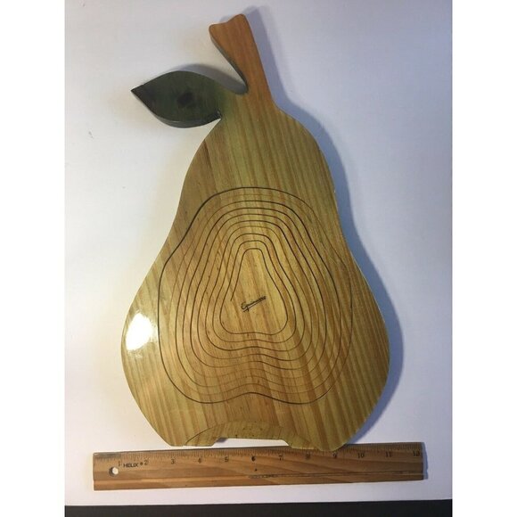 EQUINOCCIO Pear Collapsible Wood Spiral Cut Basket Fruit Bowl / Trivet - Picture 5 of 5